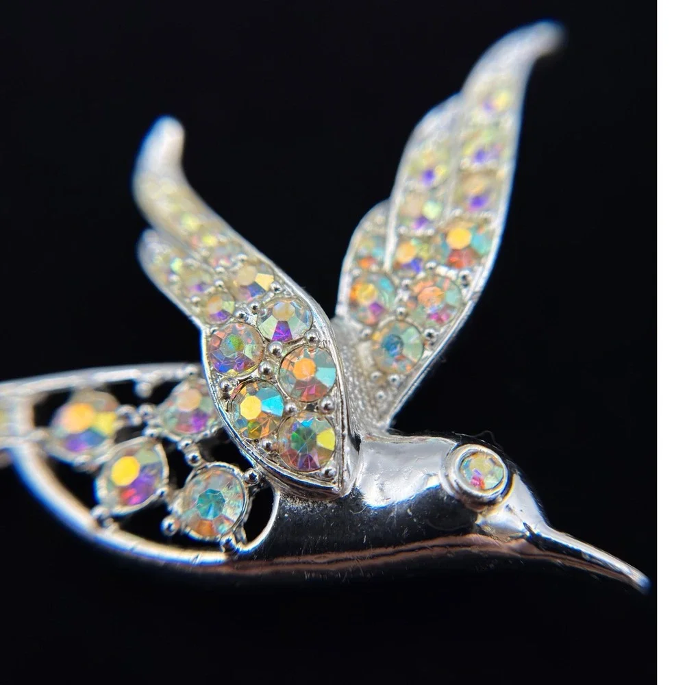 Vintage‎ Sarah Coventry Bird of Paradise Brooch Aurora Borealis Rhinestone Pin